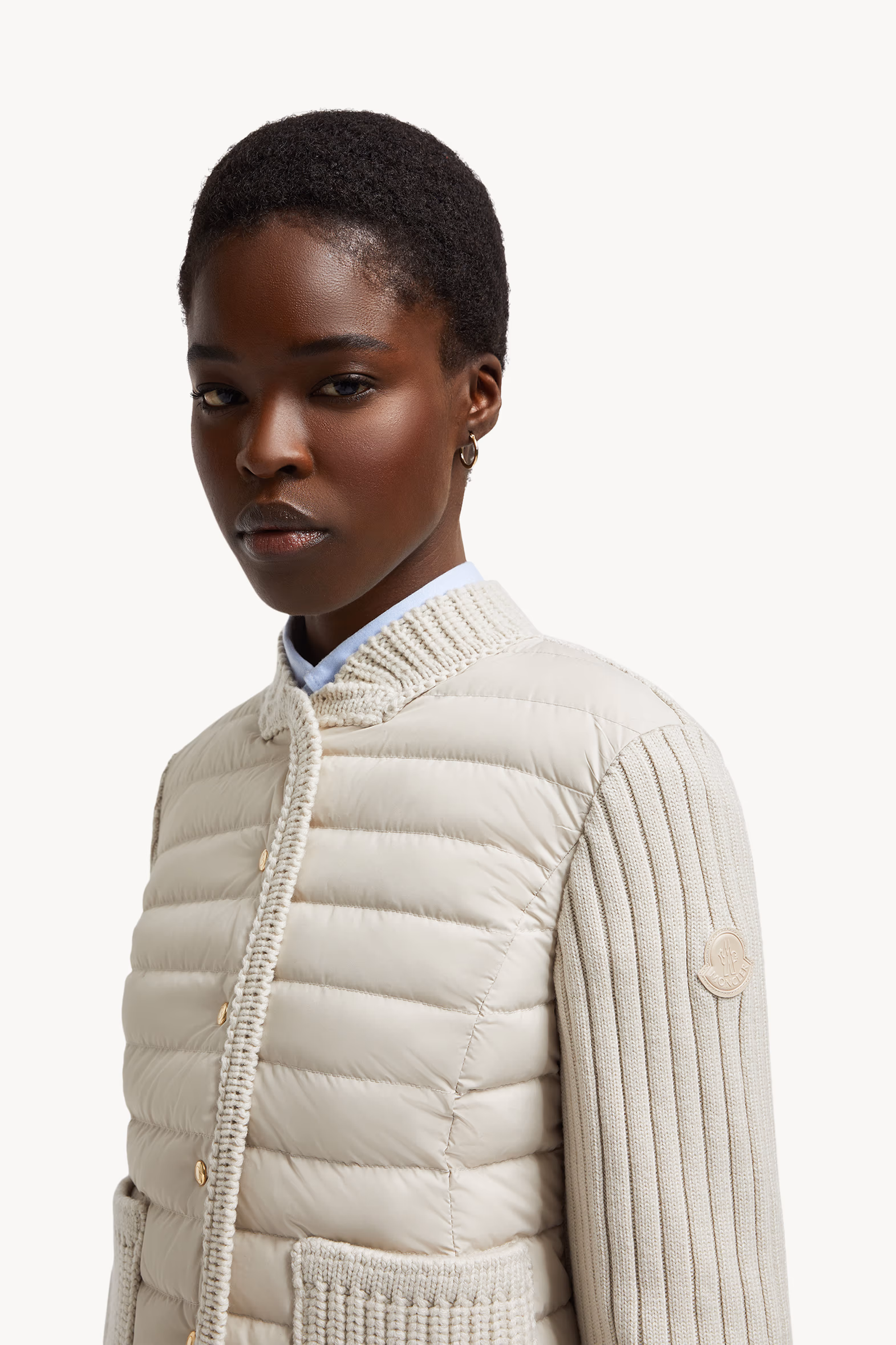 Cárdigan de lana acolchado Mujer Beige Claro Moncler 4